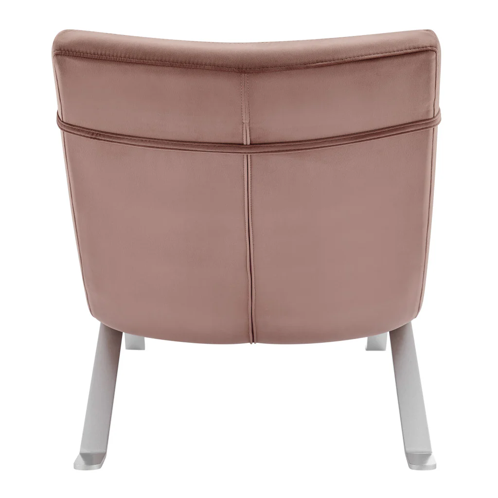 Rose and Silver Velvet Lounge Chair By Homeroots - Image 5