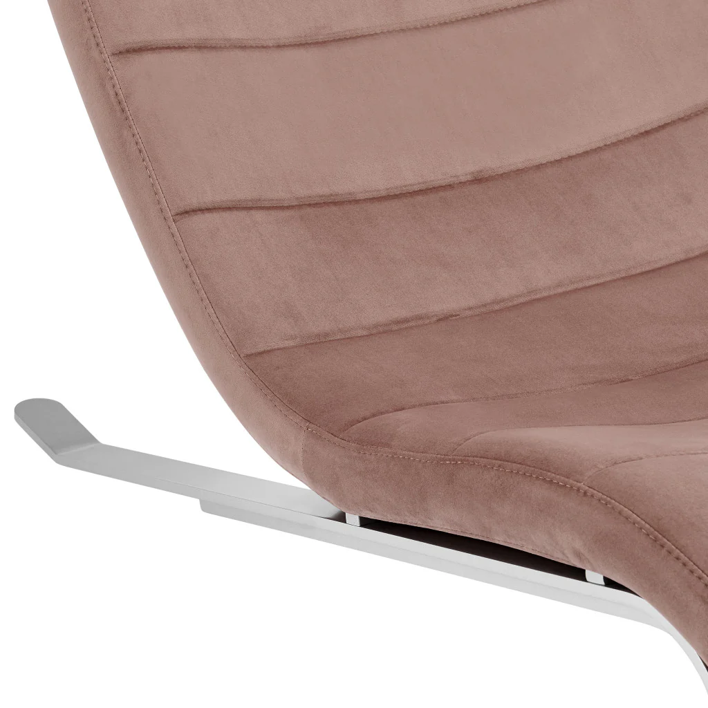 Rose and Silver Velvet Lounge Chair By Homeroots - Image 8