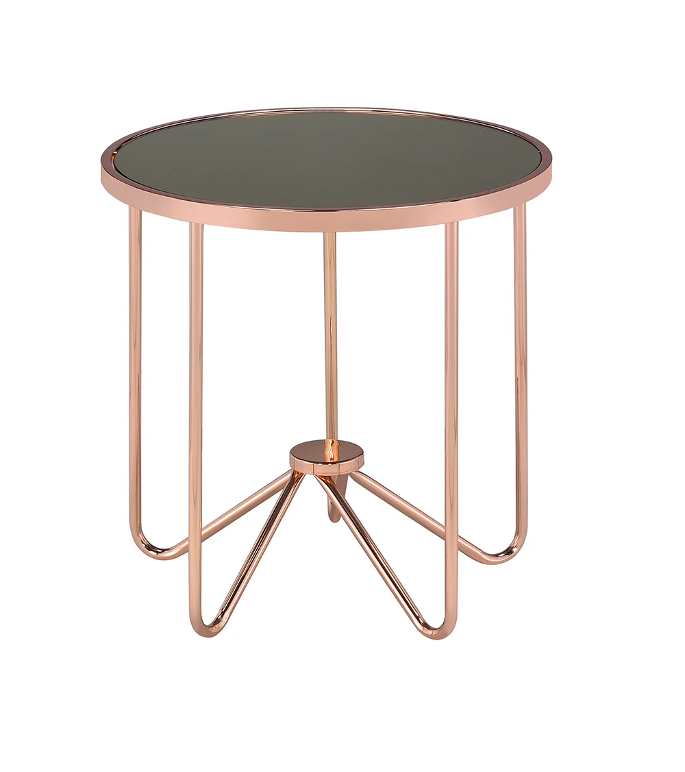 Rose Gold and Smokey Glass Top End Table By Homeroots - Image 2