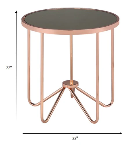 Rose Gold and Smokey Glass Top End Table By Homeroots - Image 4