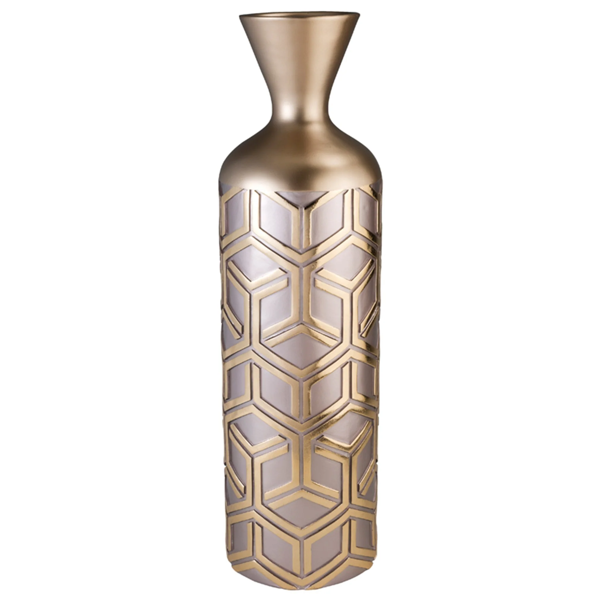 Rose Gold Geometric Cylinder Polyresin Floor Vase By Homeroots - Image 3