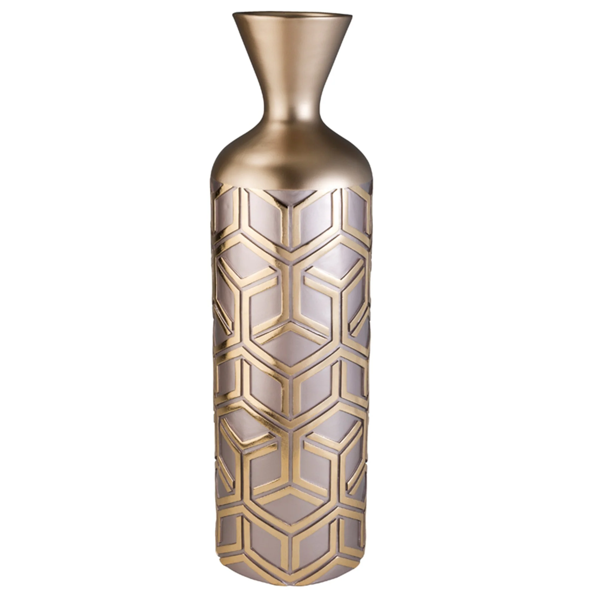 Rose Gold Geometric Cylinder Polyresin Floor Vase By Homeroots - Image 4
