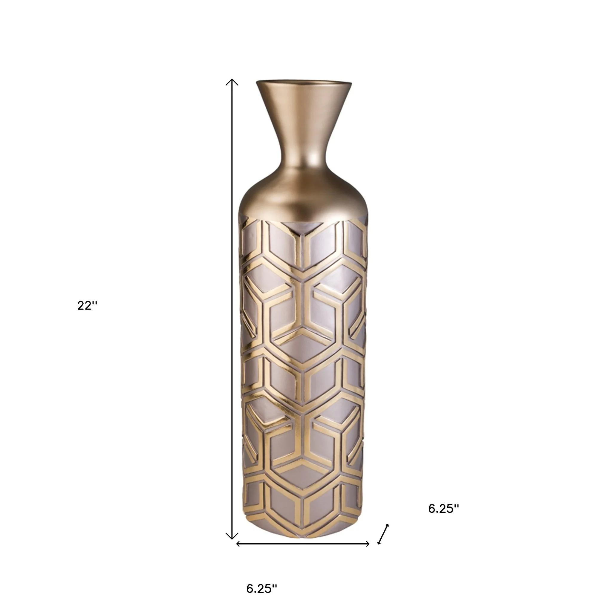 Rose Gold Geometric Cylinder Polyresin Floor Vase By Homeroots - Image 6