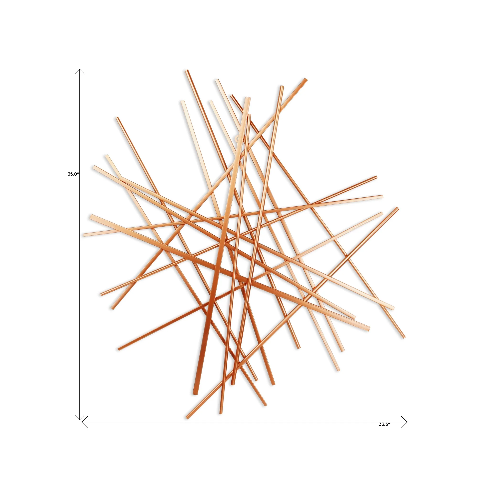Rose Gold Metal Abstract Lines Hanging Dimensional Sculpture By Homeroots - Image 6