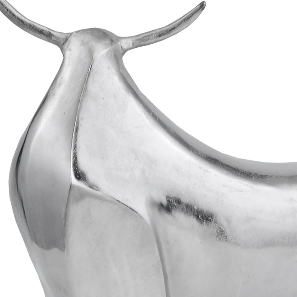 Rough Silver Extra Large Abstract Bull Sculpture By Homeroots - Image 5
