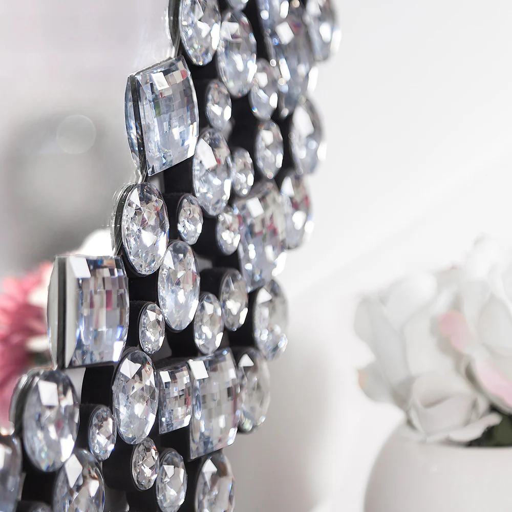 Round Diamond Jeweled Wall Mirror By Homeroots - Image 5
