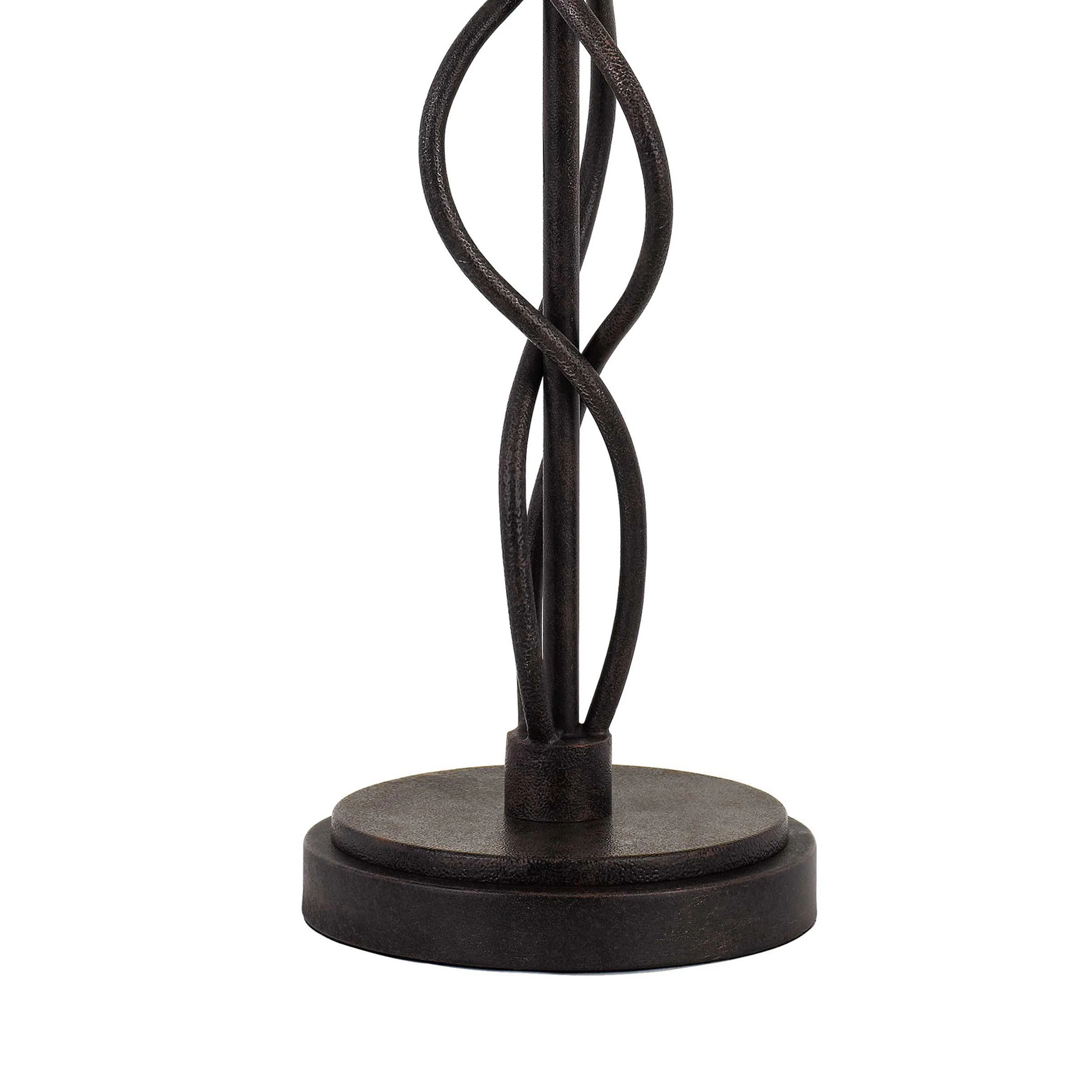 Round Fabric Shade Table Lamp With Metal Spiral Design Base,White And Black By Benzara - Image 4