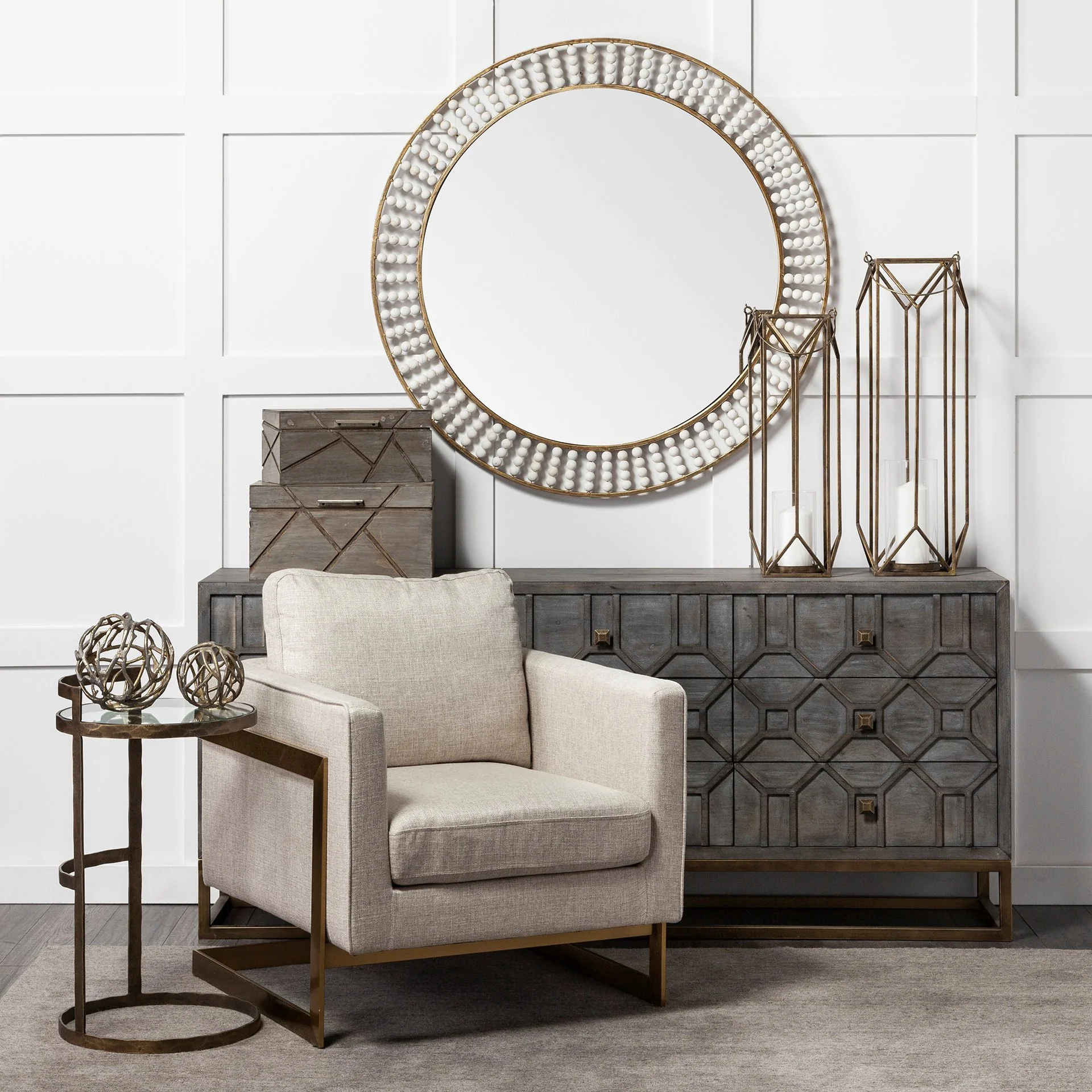 Round Glass Top Accent Table with Gold Metal Frame By Homeroots - Image 6