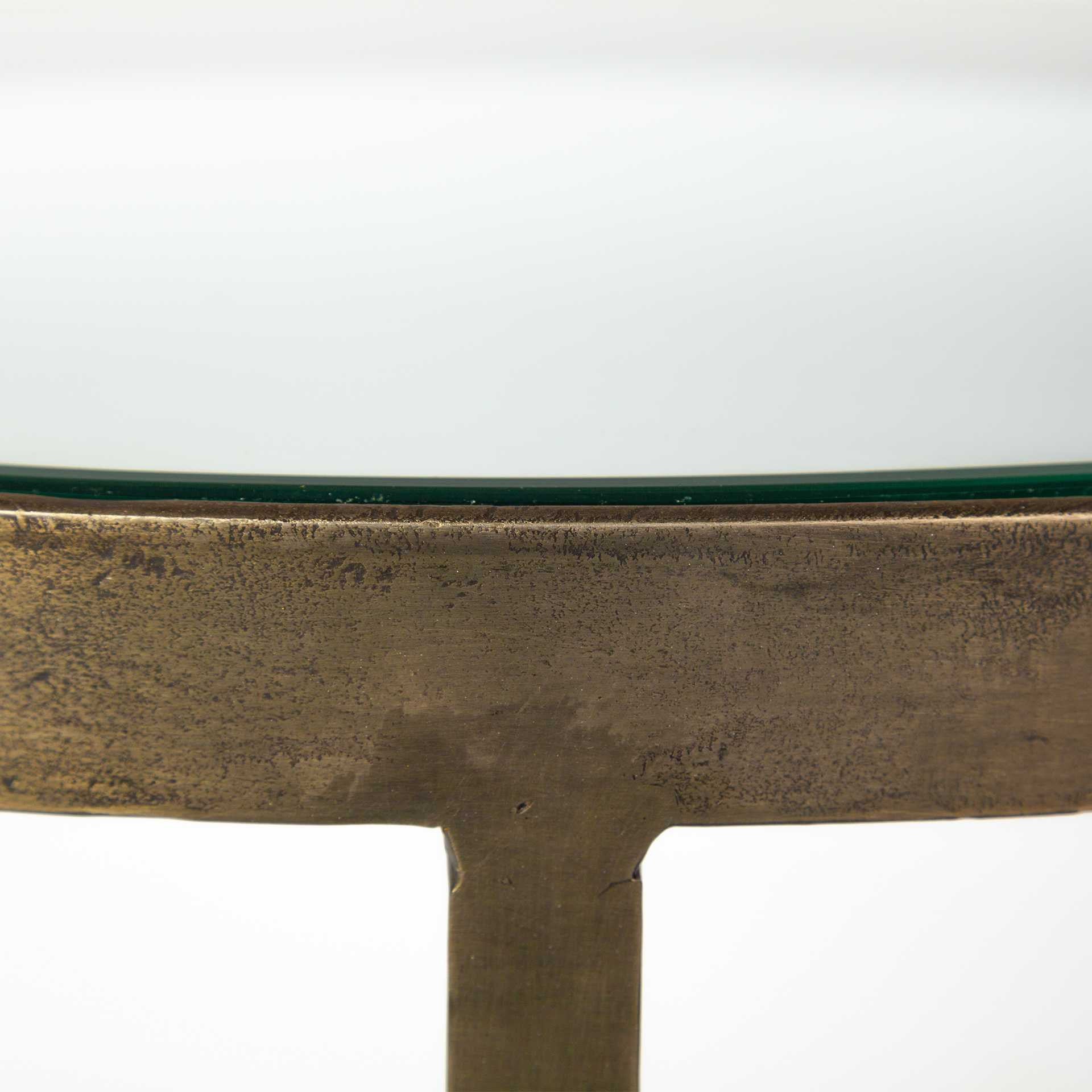 Round Glass Top Metal Side Table with Marble Shelf on Bottom By Homeroots - Image 4