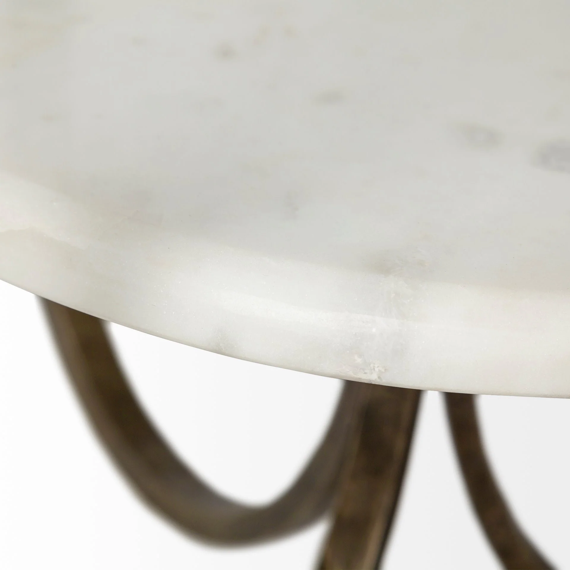 Round Glass Top Metal Side Table with Marble Shelf on Bottom By Homeroots - Image 5