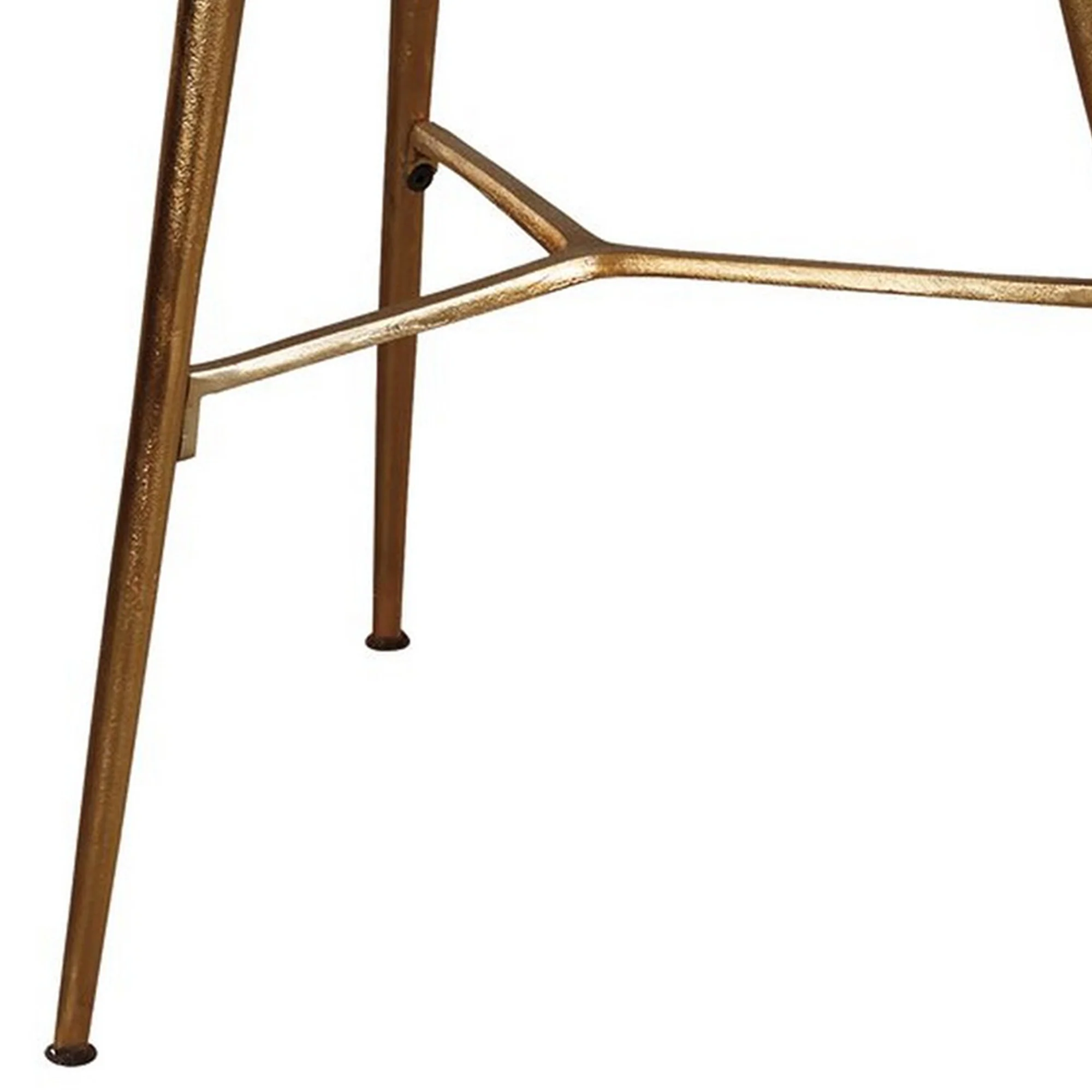 Round Marble Top  Accent Table With Angled Metal Legs Gold And White By Benzara - Image 3