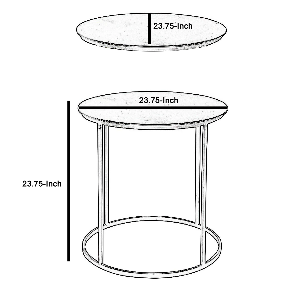 Round Metal Frame Side Table with Tubular Legs, Black By Benzara - Image 2