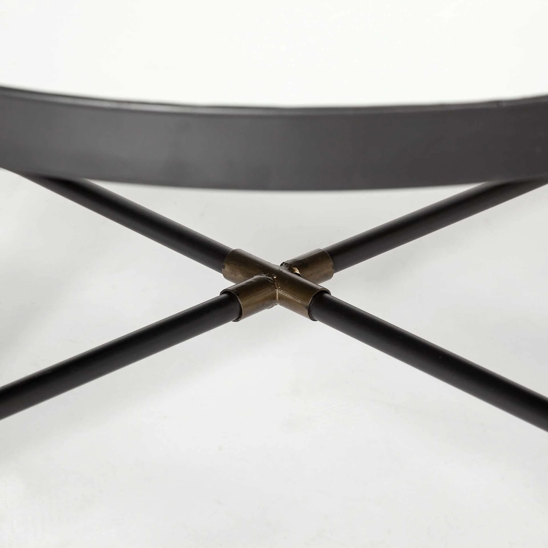 Round Mirrored Top Accent Table with Black and Brass Metal Base By Homeroots - Image 3