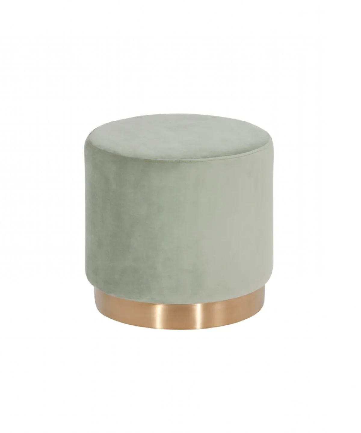 Round Modern Grey Velvet Ottoman with Gold Base By Homeroots - Image 2