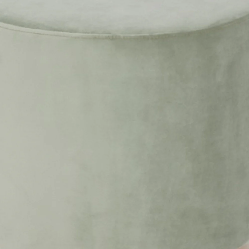 Round Modern Grey Velvet Ottoman with Gold Base By Homeroots - Image 4