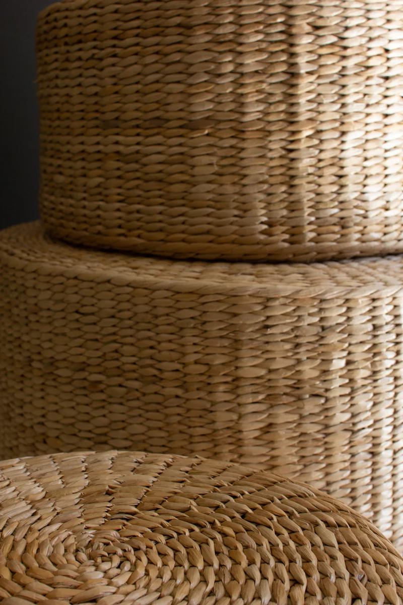Round Natural Seagrass Stools Set Of 3 By Kalalou - Image 3
