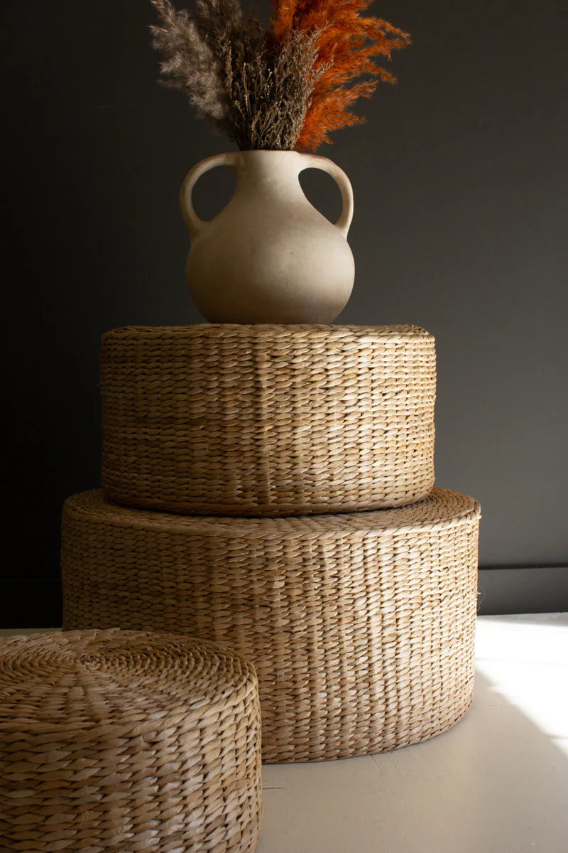 Round Natural Seagrass Stools Set Of 3 By Kalalou - Image 4
