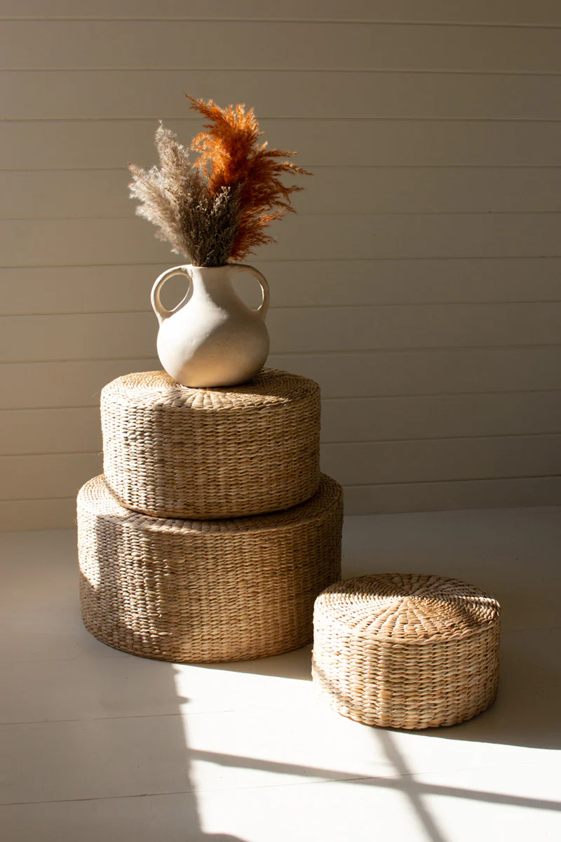 Round Natural Seagrass Stools Set Of 3 By Kalalou - Image 5