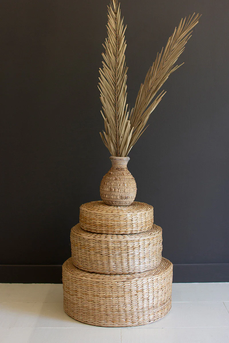 Round Sea Grass Risers Set Of 3 By Kalalou - Image 2