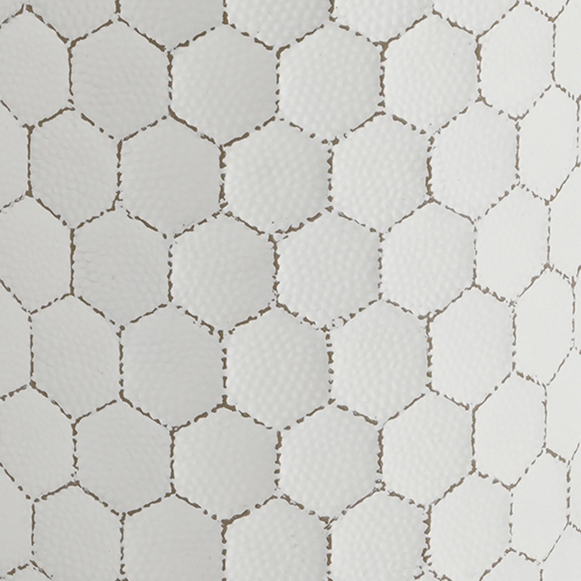 Round Shaped Metal Accent Stool With Honeycomb Pattern White By Benzara - Image 5