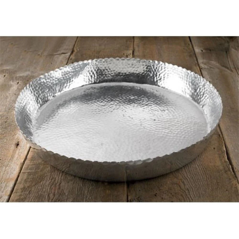Round Silver Hammered Tray By Homeroots - Image 2