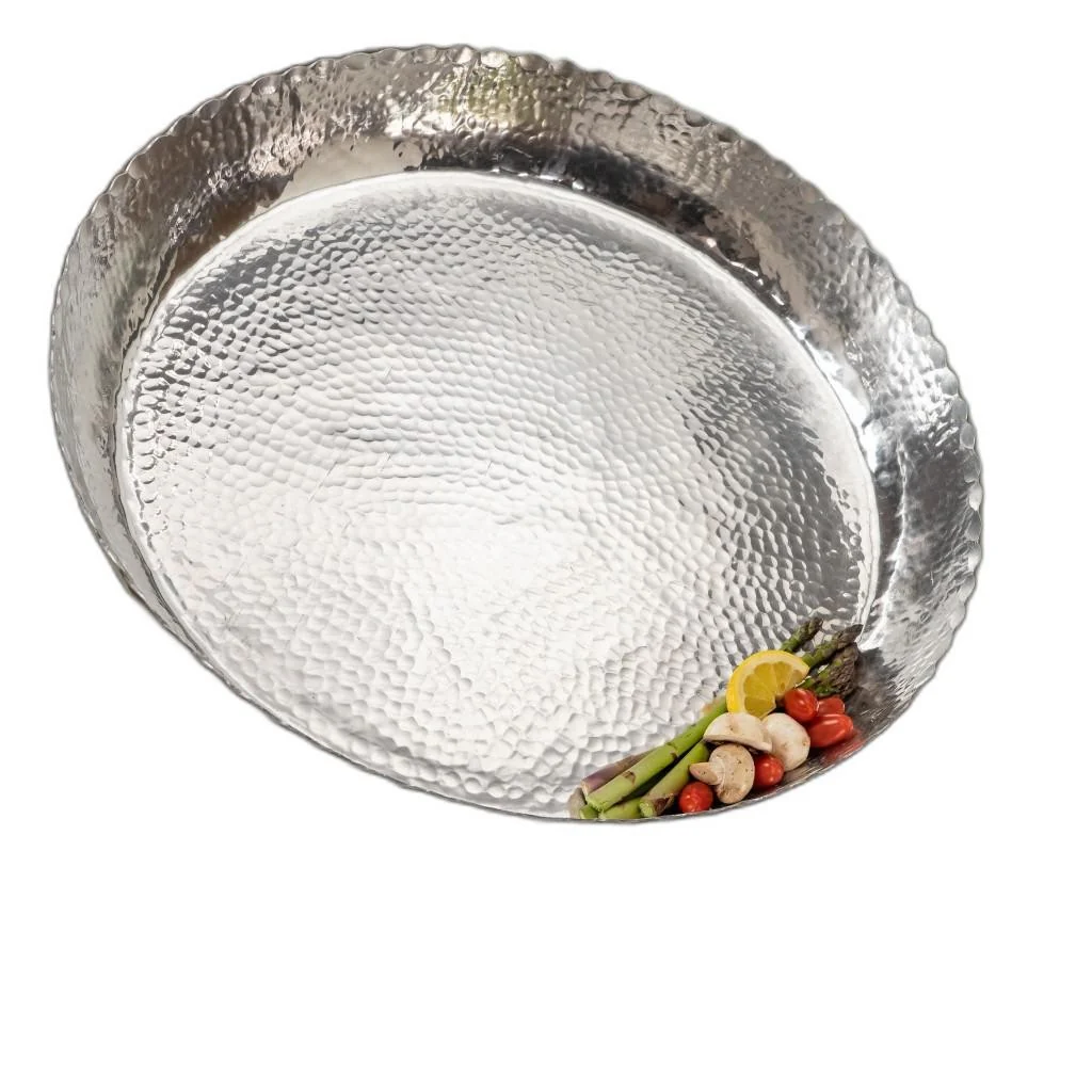 Round Silver Hammered Tray By Homeroots - Image 4