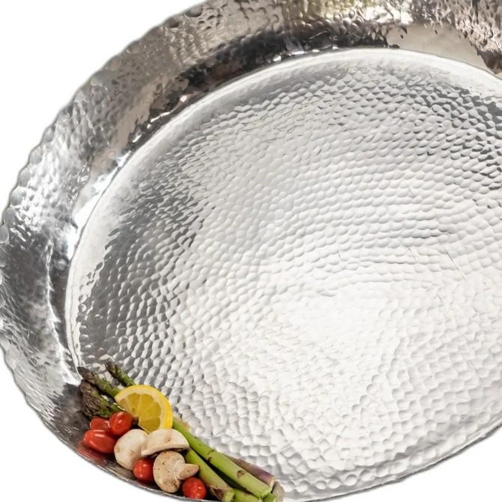 Round Silver Hammered Tray By Homeroots - Image 5