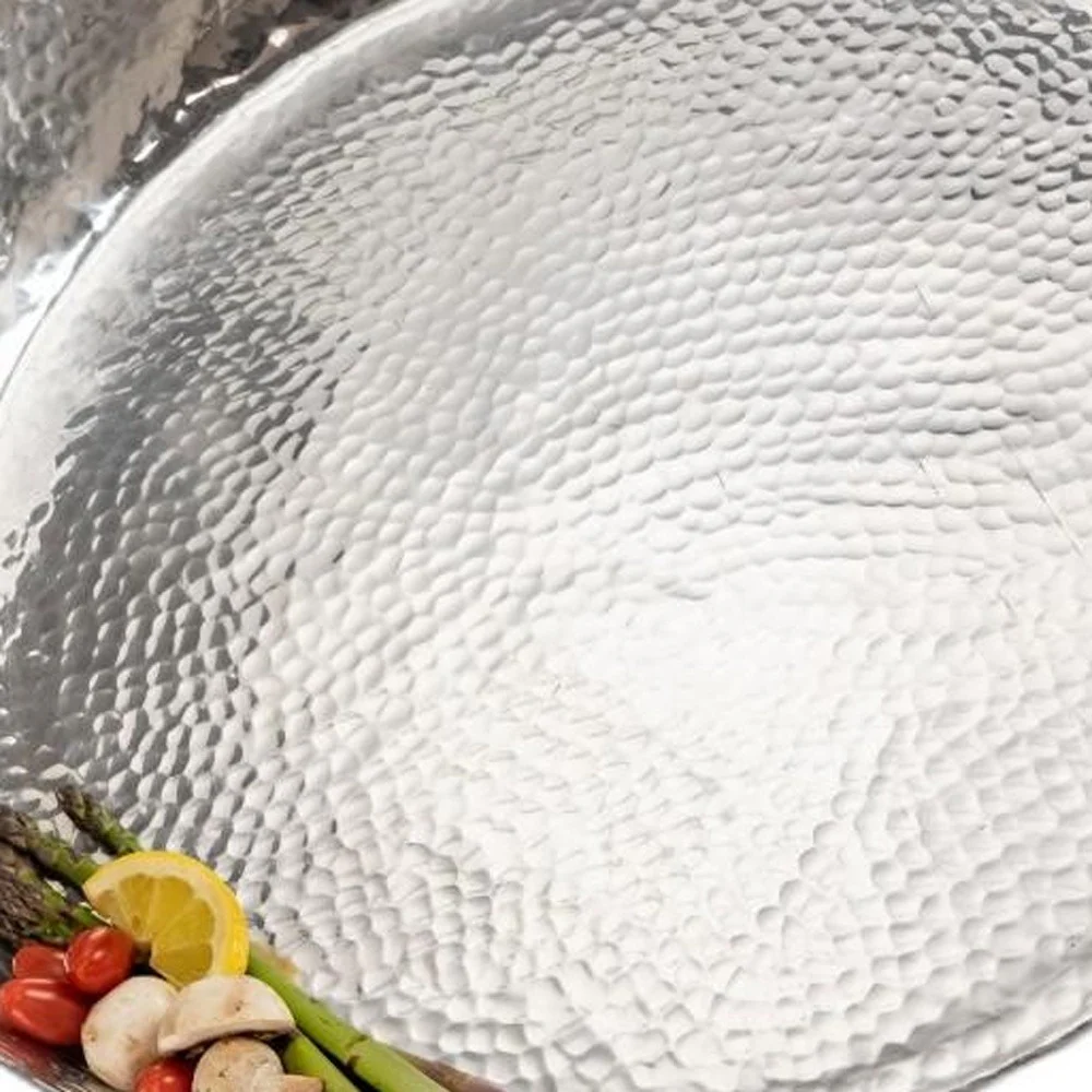 Round Silver Hammered Tray By Homeroots - Image 6