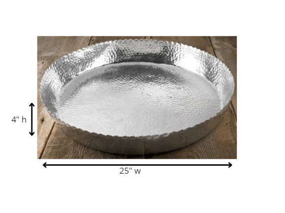 Round Silver Hammered Tray By Homeroots - Image 7