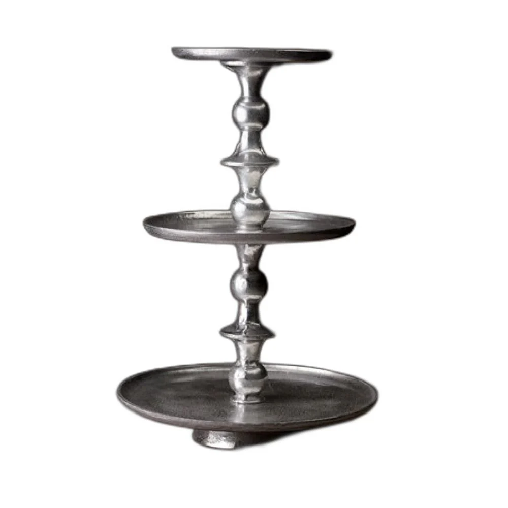 Round Silver Polished Three Tier Stand By Homeroots - Image 2