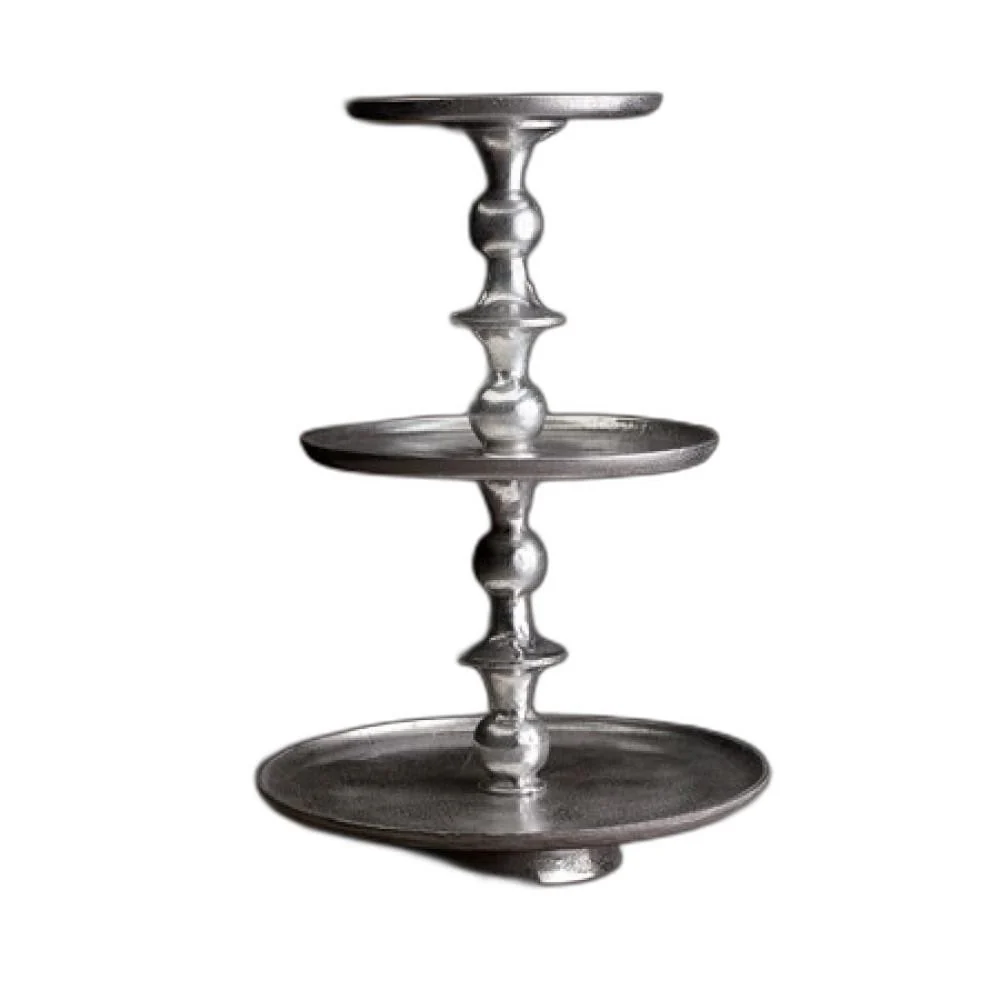 Round Silver Polished Three Tier Stand By Homeroots - Image 3