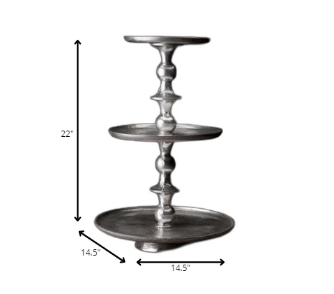 Round Silver Polished Three Tier Stand By Homeroots - Image 6