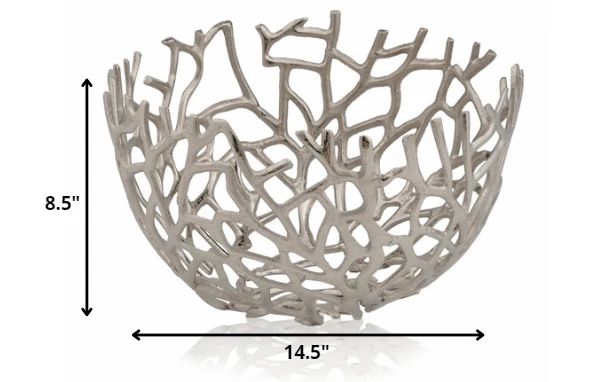 Round Silver Twigs Centerpiece Bowl By Homeroots - Image 2