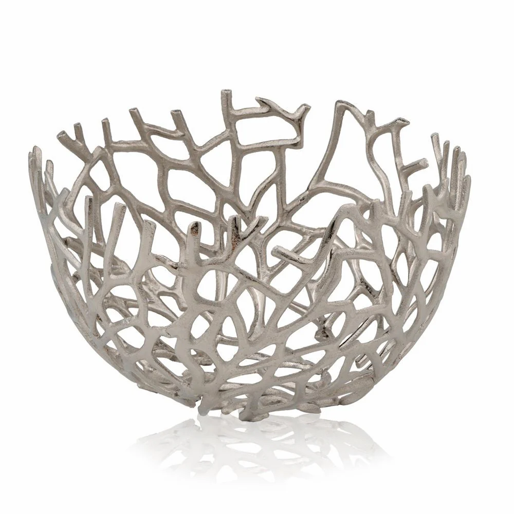 Round Silver Twigs Centerpiece Bowl By Homeroots - Image 3