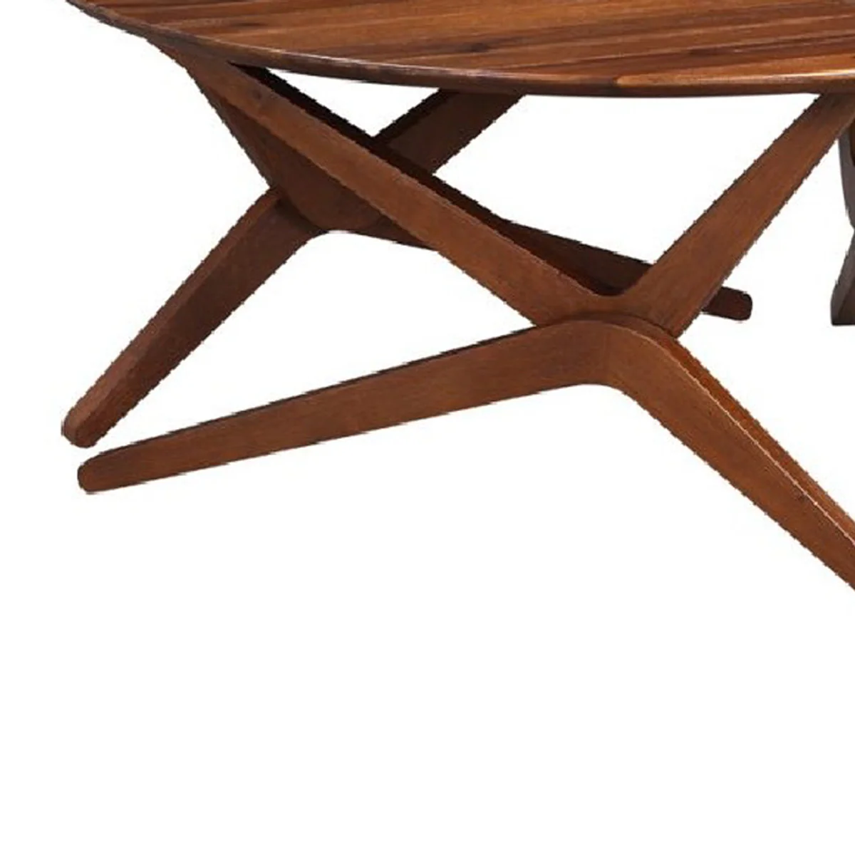 Round Wooden Adjustable Table With Boomerang Legs, Brown By Benzara - Image 5