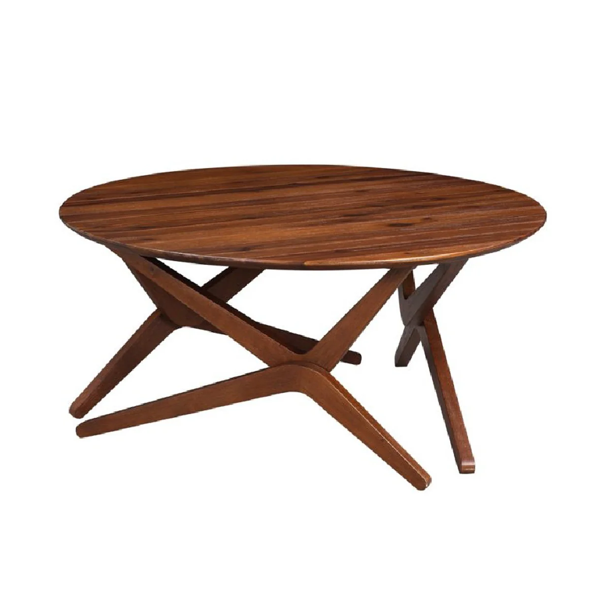 Round Wooden Adjustable Table With Boomerang Legs, Brown By Benzara - Image 6