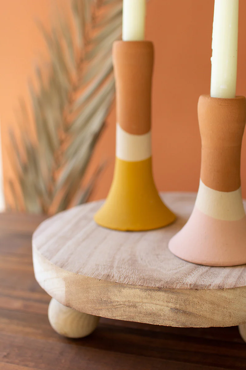 Round Wooden Risers With Ball Feet (Min 2) Set Of 2 By Kalalou - Image 2