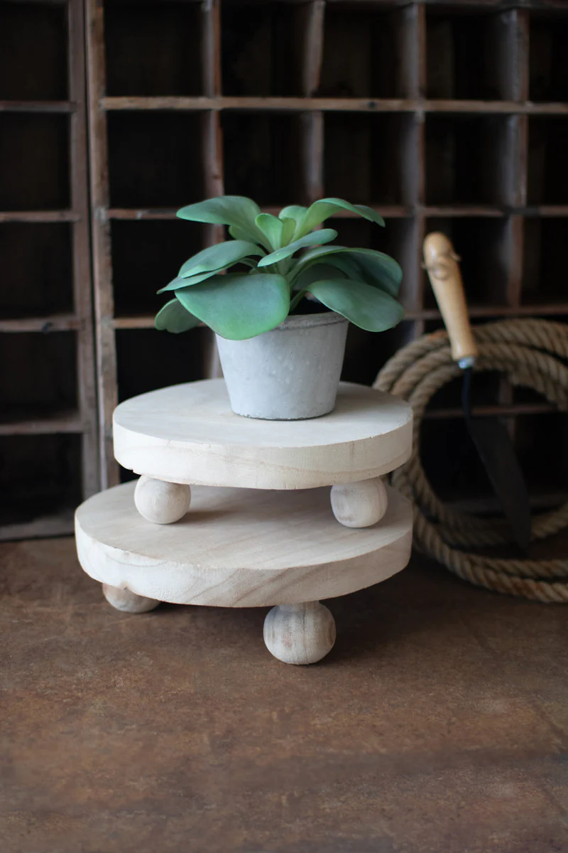 Round Wooden Risers With Ball Feet (Min 2) Set Of 2 By Kalalou - Image 3