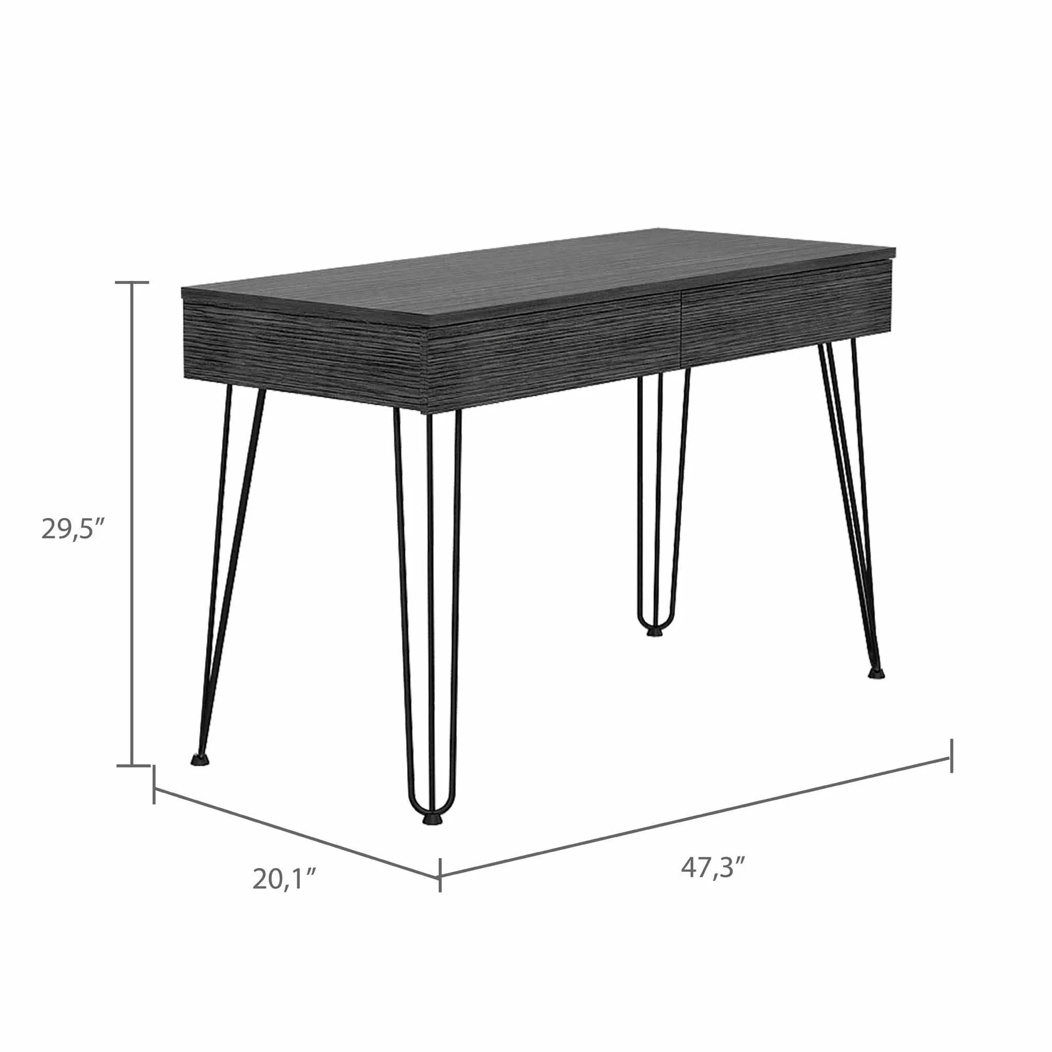 Roxy Gray Computer Desk with Two Drawers By Homeroots - Image 2