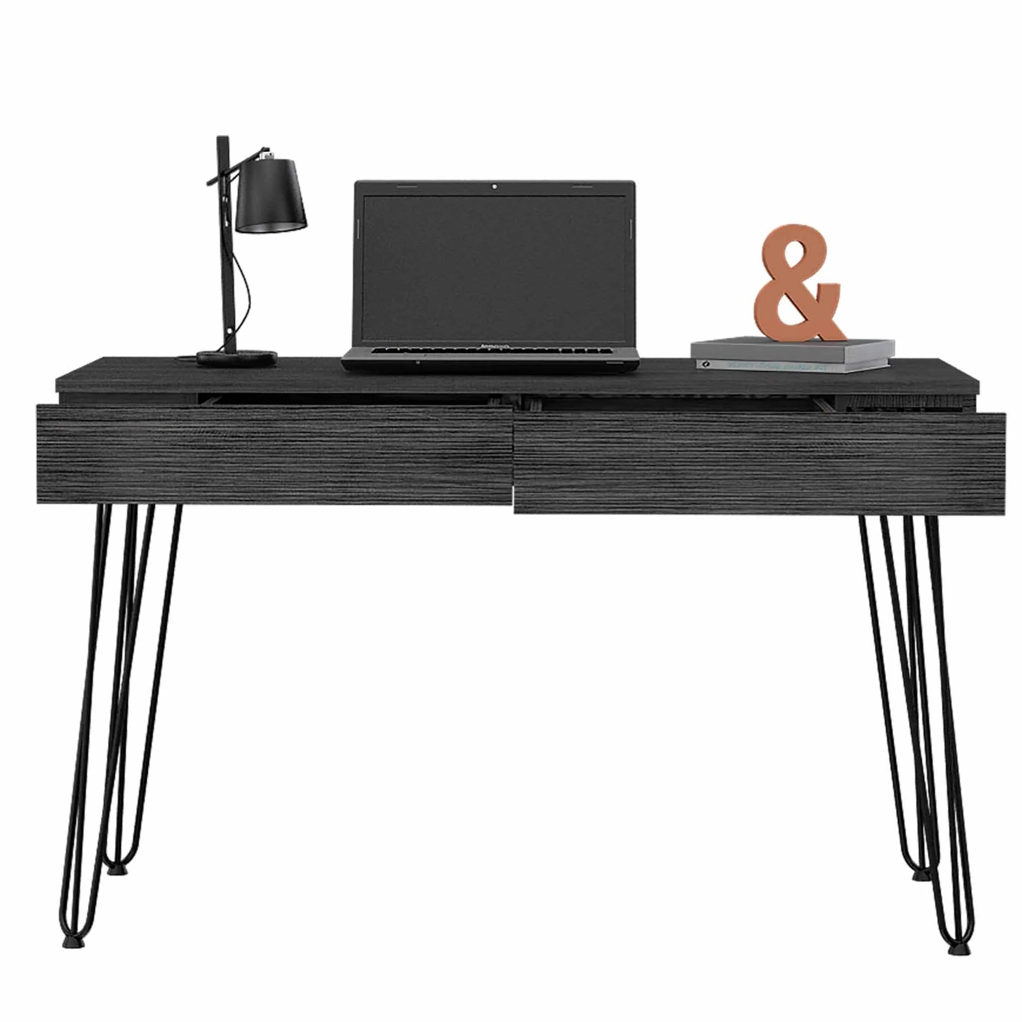 Roxy Gray Computer Desk with Two Drawers By Homeroots - Image 5