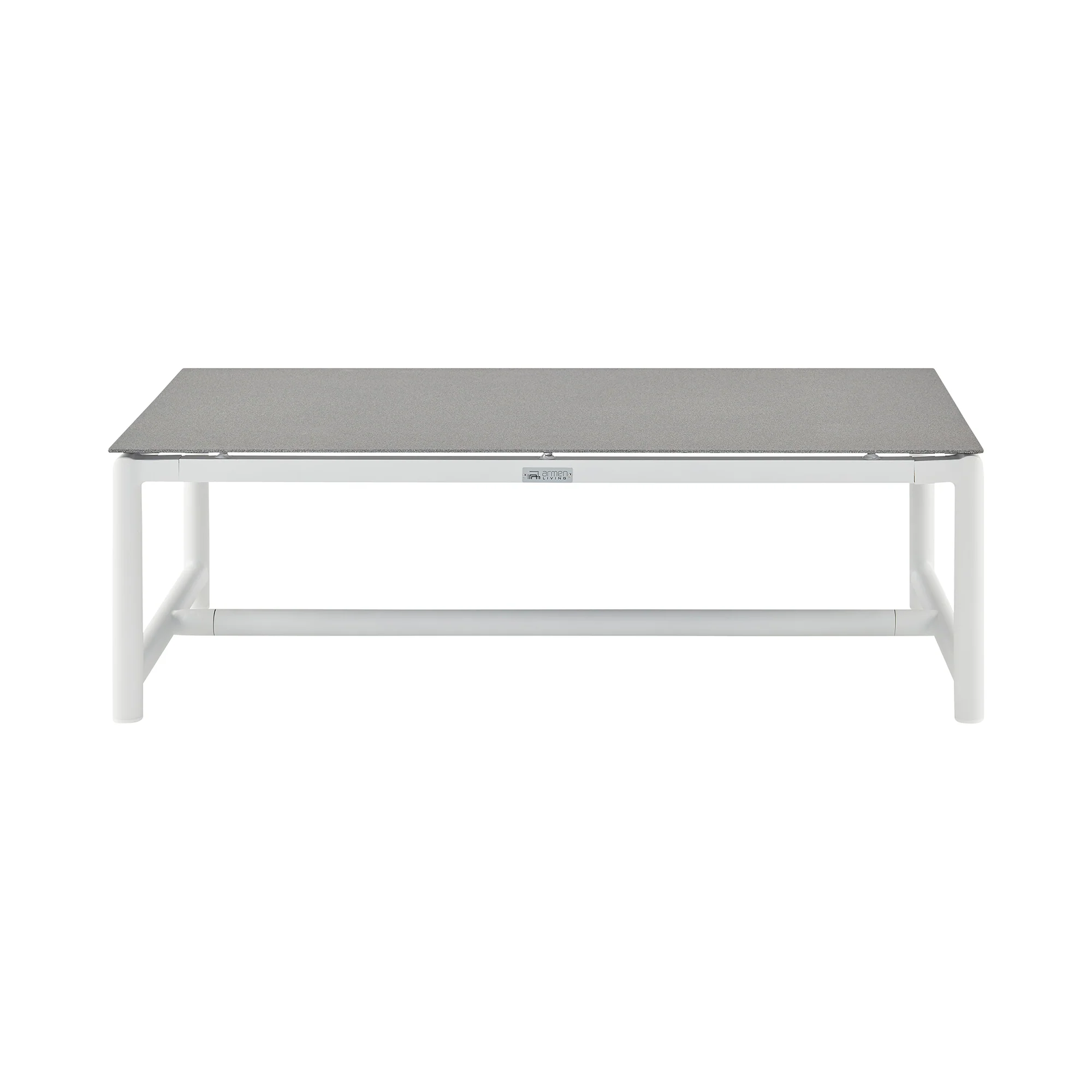 Royal 4 Piece White Aluminum and Teak Outdoor Seating Set with Light Gray Cushions By Armen Living - Image 7