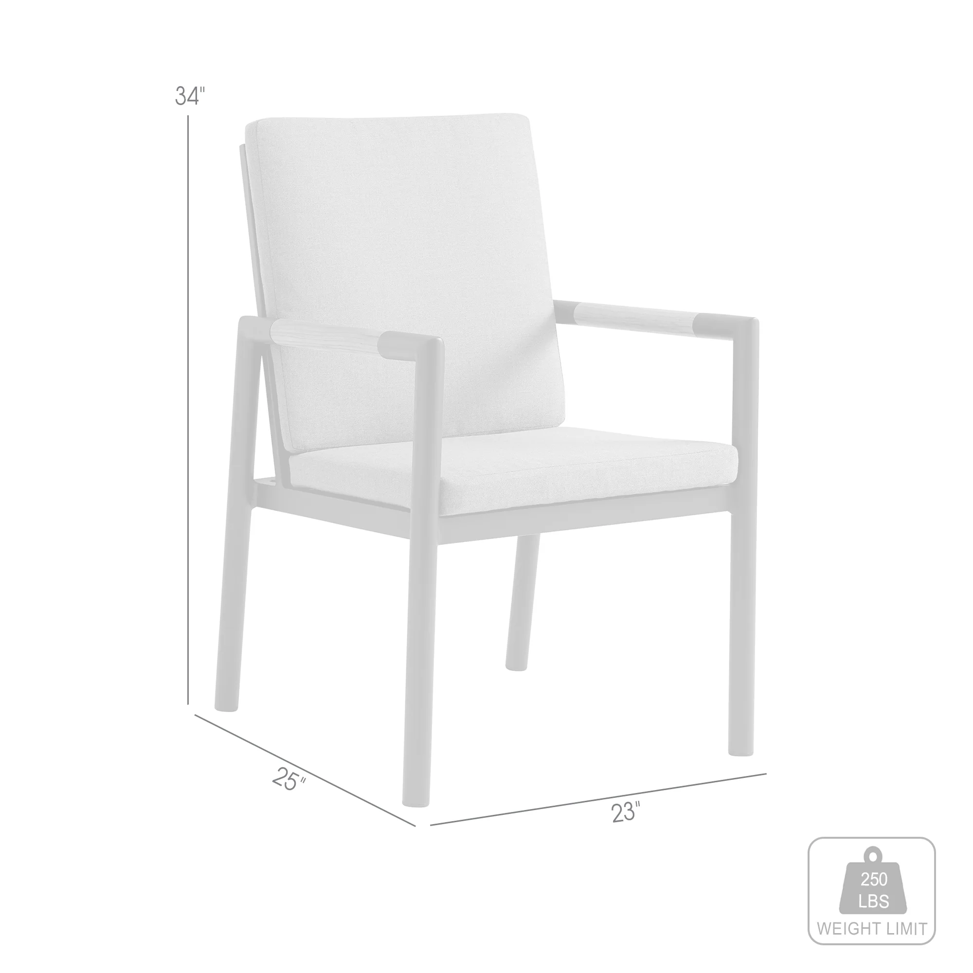Royal Black Aluminum and Teak Outdoor Dining Chair with Dark Gray Fabric - Set of 2 By Armen Living - Image 10