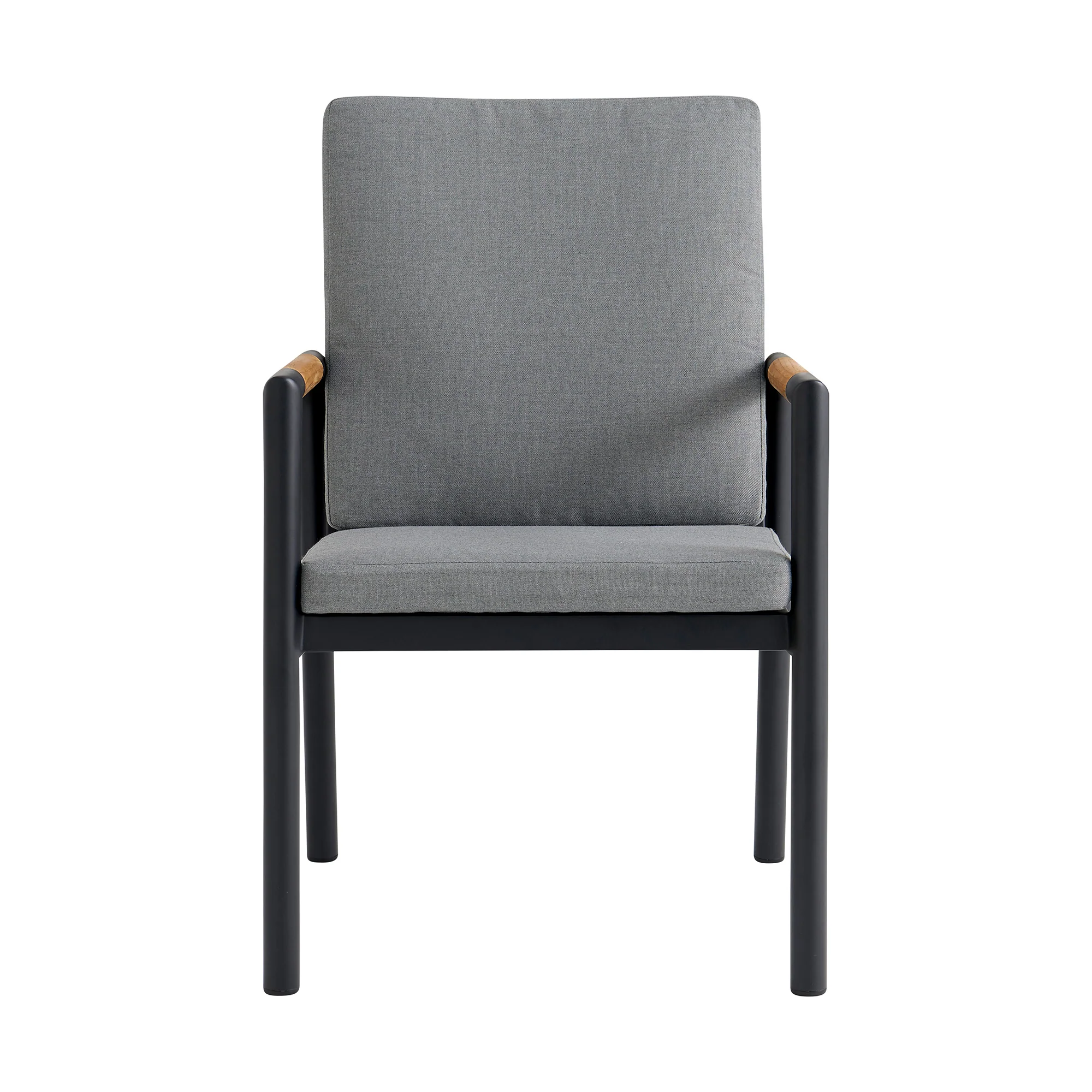 Royal Black Aluminum and Teak Outdoor Dining Chair with Dark Gray Fabric - Set of 2 By Armen Living - Image 5