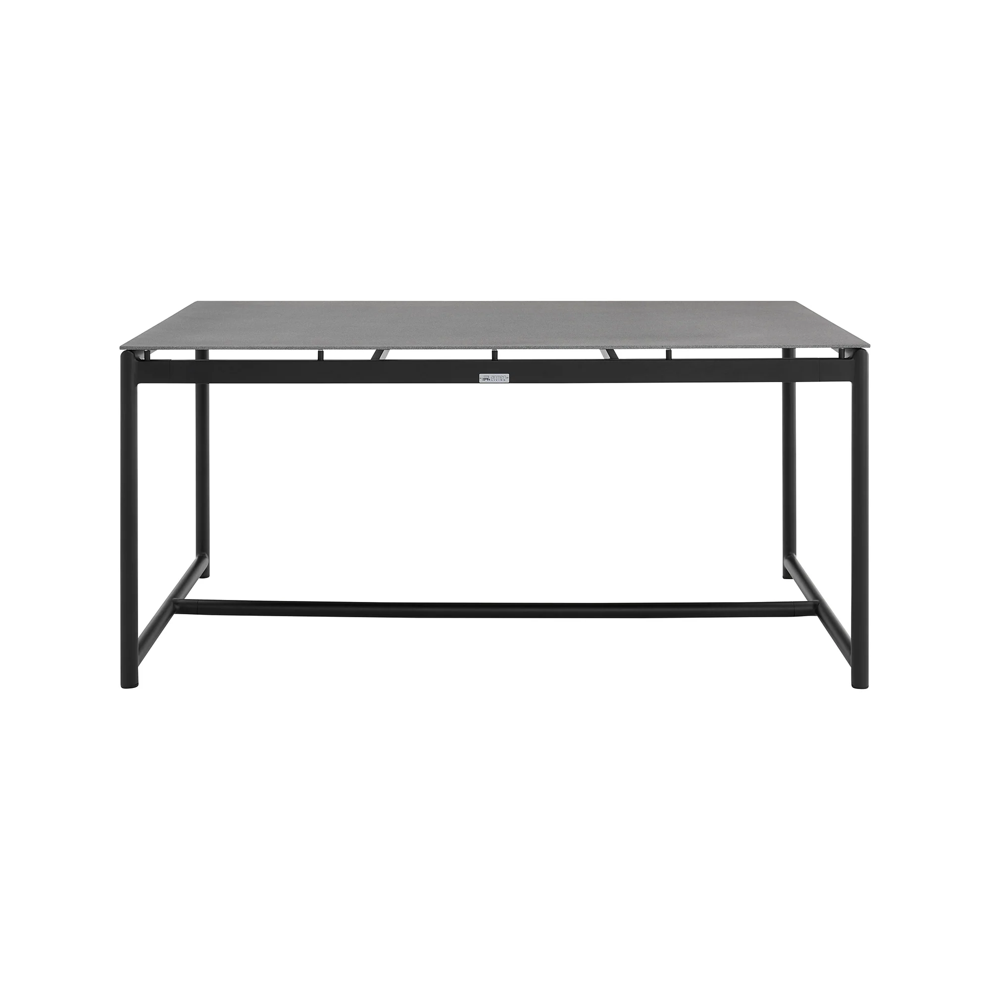 Royal Black Aluminum and Teak Outdoor Dining Table with Stone Top By Armen Living - Image 4