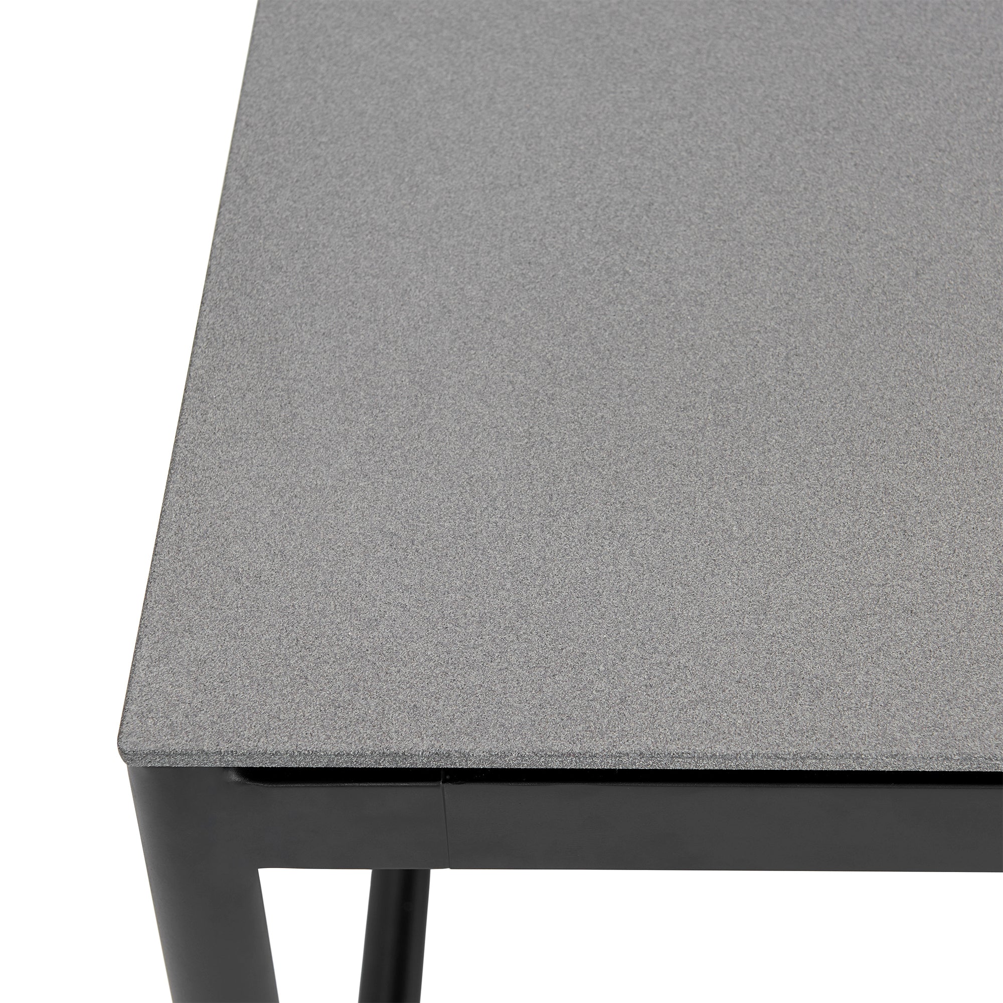 Royal Black Aluminum and Teak Outdoor Dining Table with Stone Top By Armen Living - Image 5
