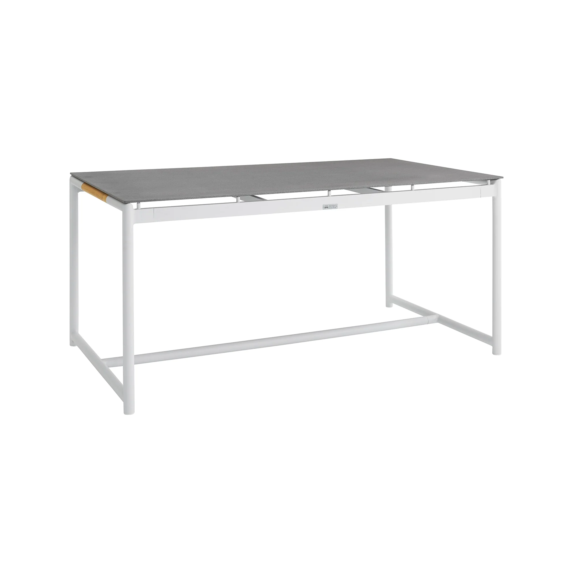 Royal White Aluminum and Teak Outdoor Dining Table with Stone Top By Armen Living - Image 2