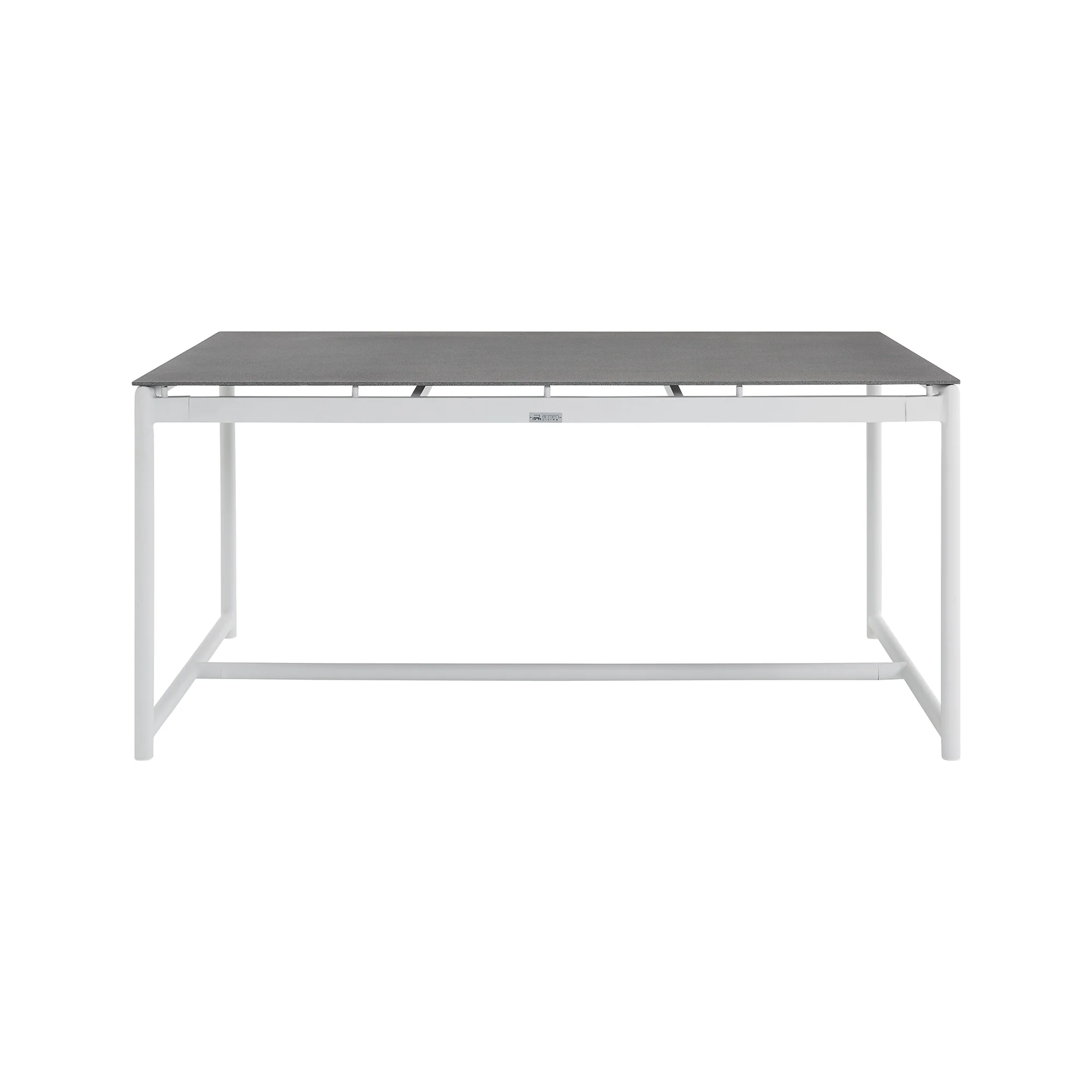 Royal White Aluminum and Teak Outdoor Dining Table with Stone Top By Armen Living - Image 4
