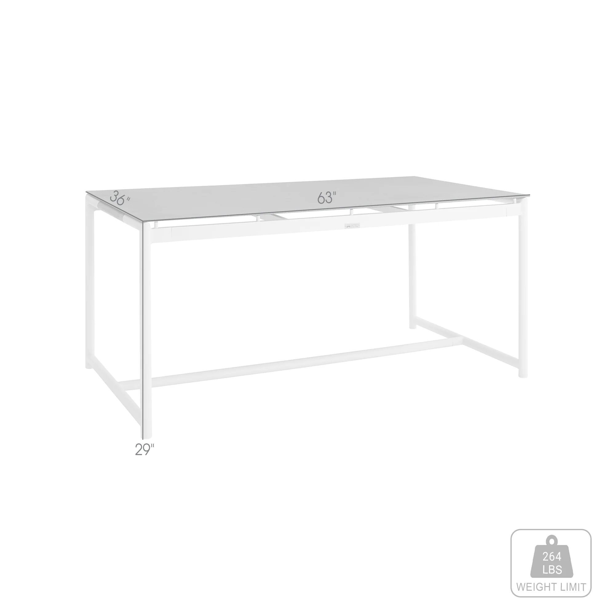 Royal White Aluminum and Teak Outdoor Dining Table with Stone Top By Armen Living - Image 8