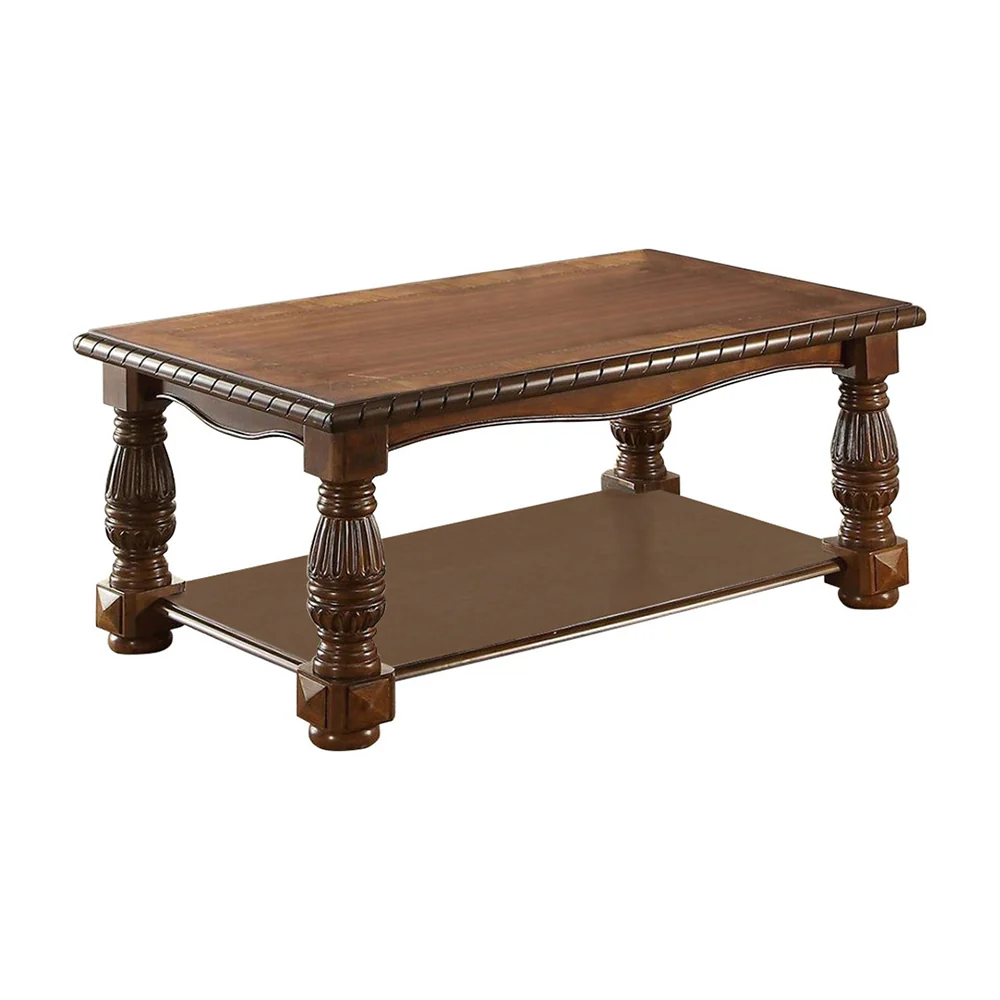 Rubber Wood Ash Burl Coffee Table, Brown By Benzara - Image 2