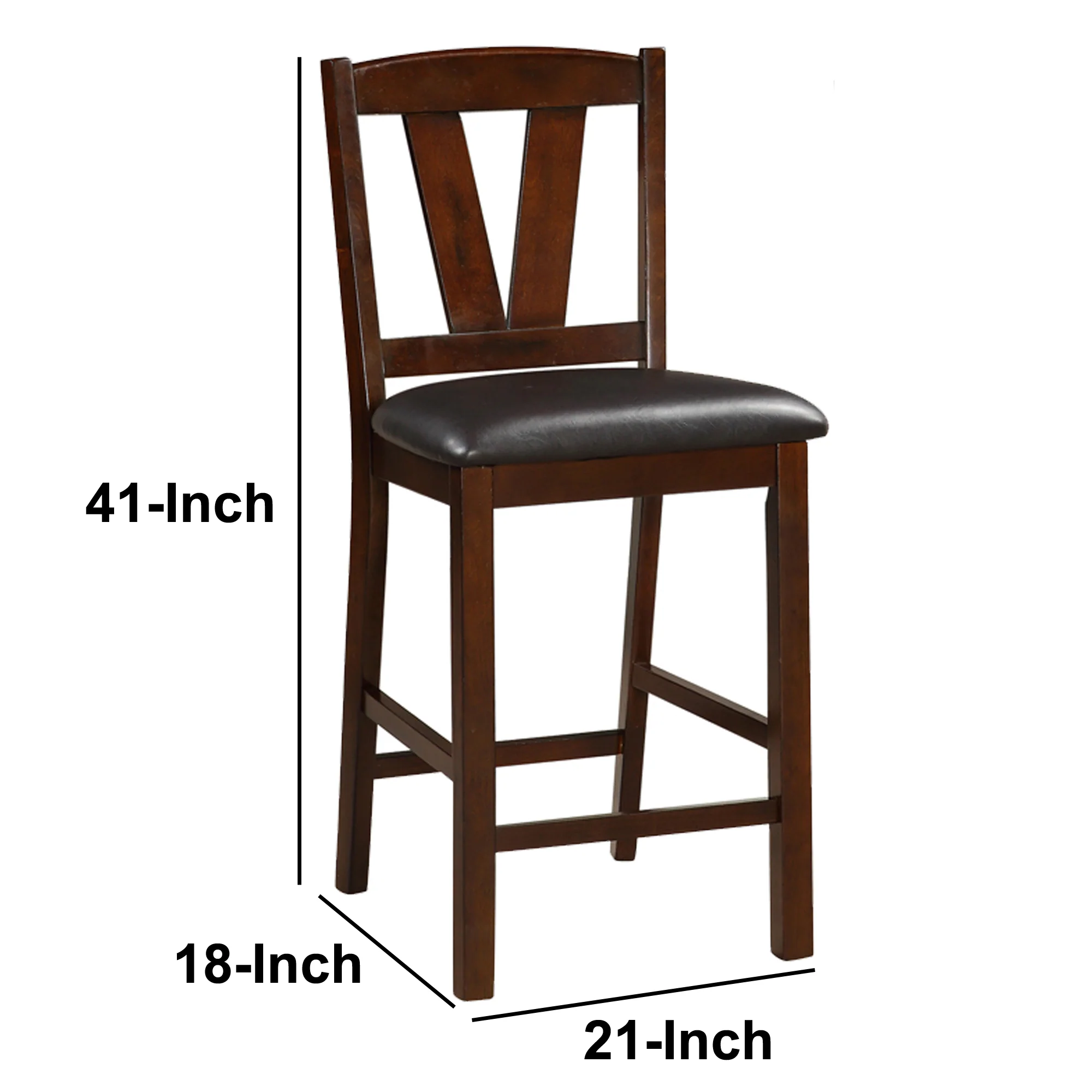 Rubber Wood Counter Height Armless Chair, Dark Walnut Brown, Set Of 2 By Benzara - Image 3